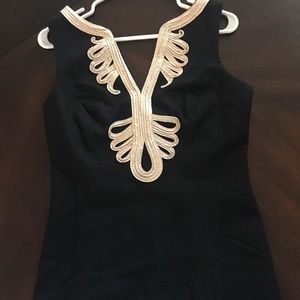 Lilly Pulitzer black and gold Janice shift dress